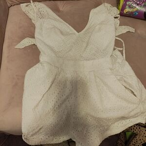 White jumper shorts body suit